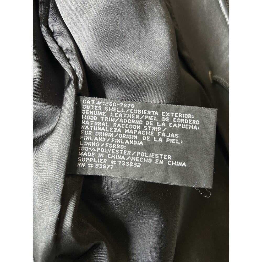 Vintage Worthington Lambskin Leather Parka Women M Raccoon Fur Hood Black Y2K - Picture 6 of 16